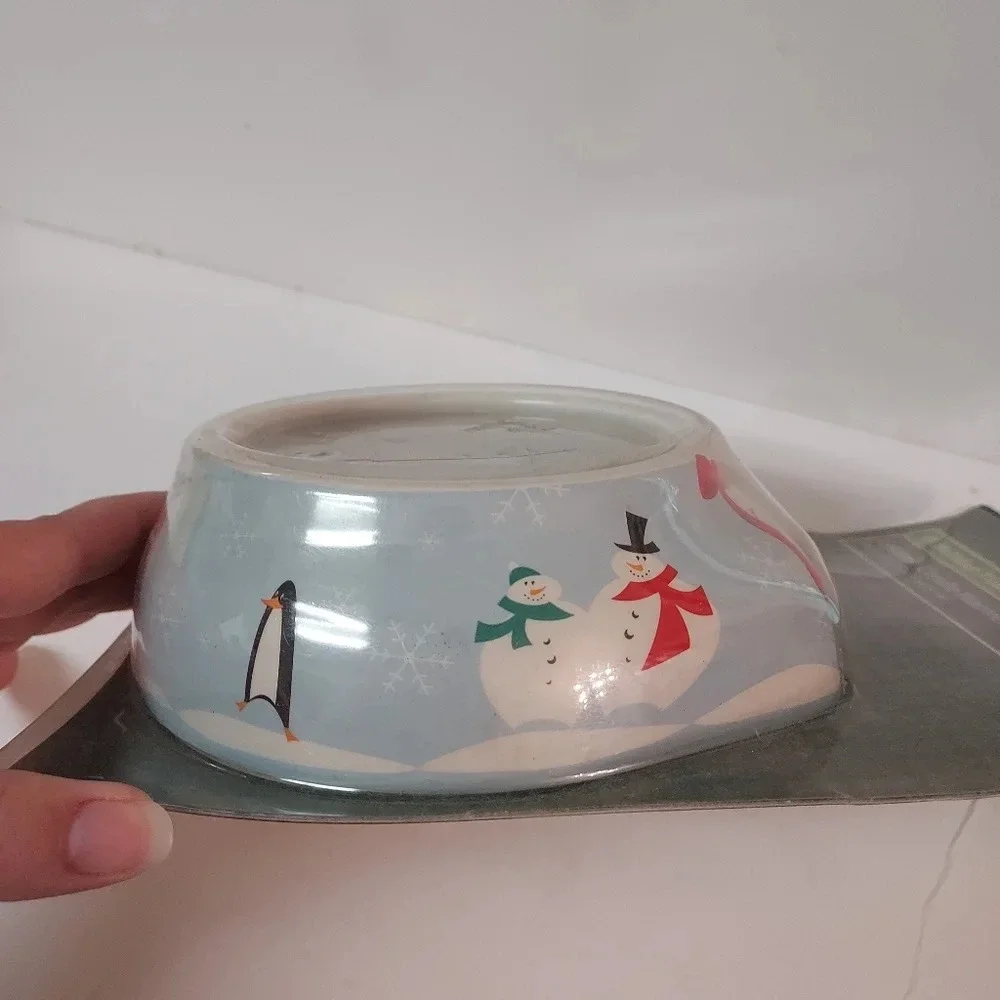 Holiday Time Ceramic Candle Warmer Skirt Snow, Snowman and Penguin Design